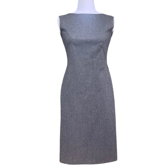 ALBERTA FERRETTI 90s Wool Sheath Dress. Crystal Beading Details. Minimalist HOT! - Picture 10 of 13